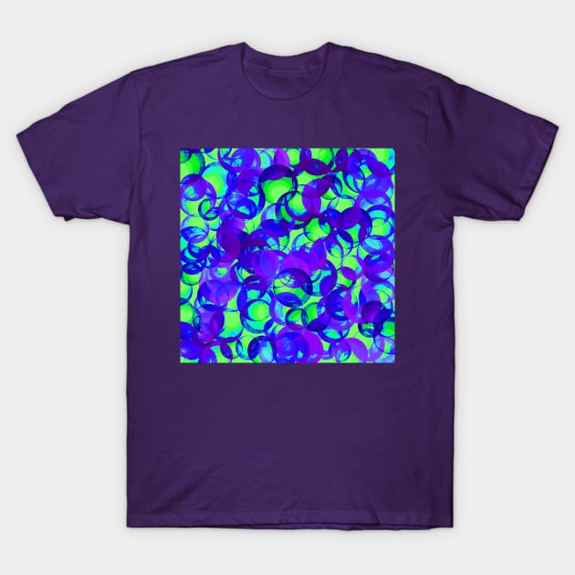 Bubble Abstract Purple Blue Lime Green T-Shirt by Klssaginaw